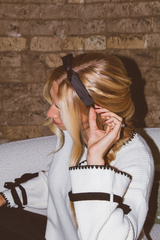 Black Double Ribbon Bow Headband