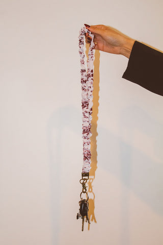 Maroon Floral Lanyard