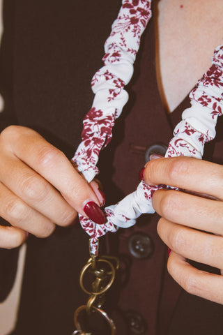 Maroon Floral Lanyard