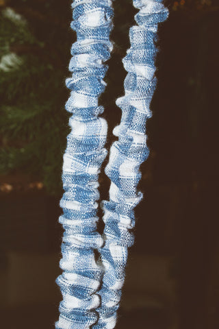 Icy Blue Gingham Lanyard