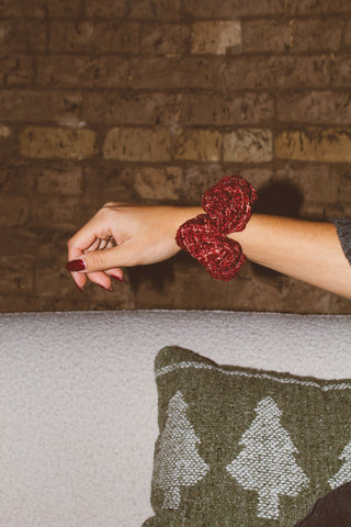 Cozy Gold Gingham Oversized Scrunchie