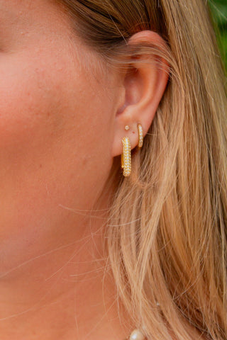 Crystal Link Hoops - Hypoallergenic - Earrings - ANDI