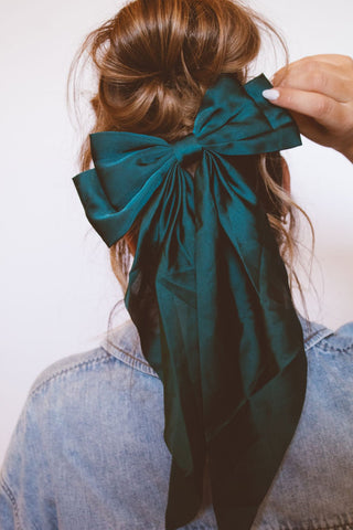 Green Satin Bow - Clips - ANDI