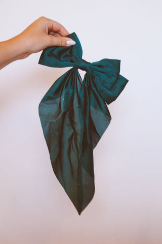 Green Satin Bow - Clips - ANDI