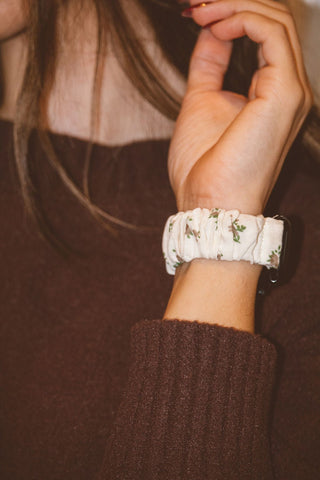 Neutral Floral Scrunchie Apple Watchband - Apple Watch Bands - ANDI