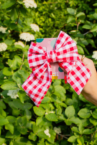 Red Gingham Bow Clip - Clips - ANDI