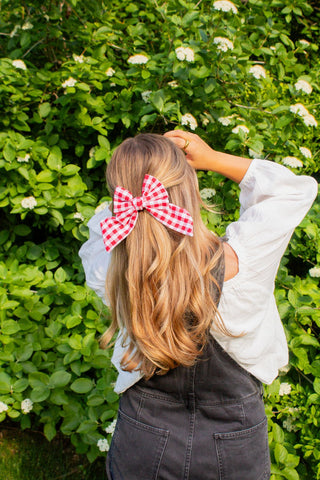 Red Gingham Bow Clip - Clips - ANDI